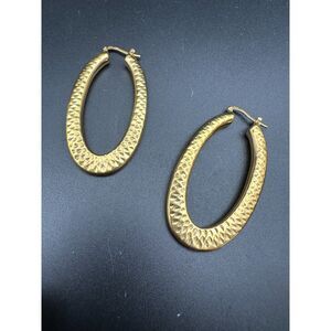 Large Vintage Gold Hoop Earrings - Italy